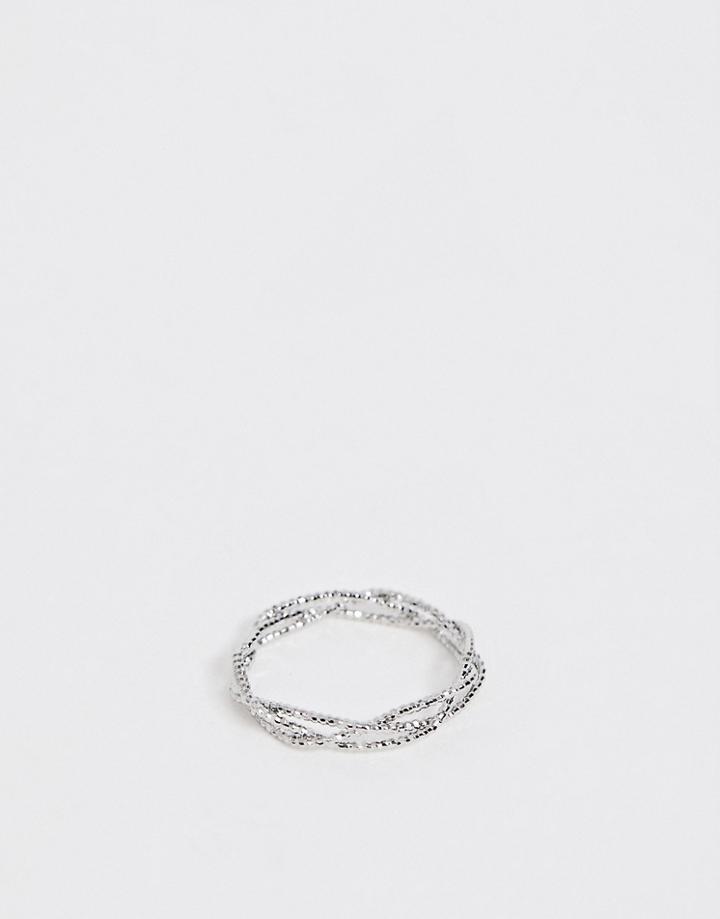 Asos Design Ring In Woven Braid Design In Silver Tone - Silver
