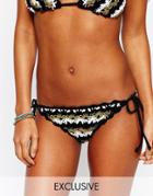 South Beach Crochet Metallic Stripe Bikini Bottom