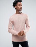 Asos Textured Pointelle Sweater - Pink