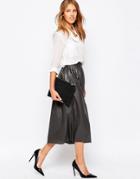 Closet Perforated Faux Leather Skirt - Black