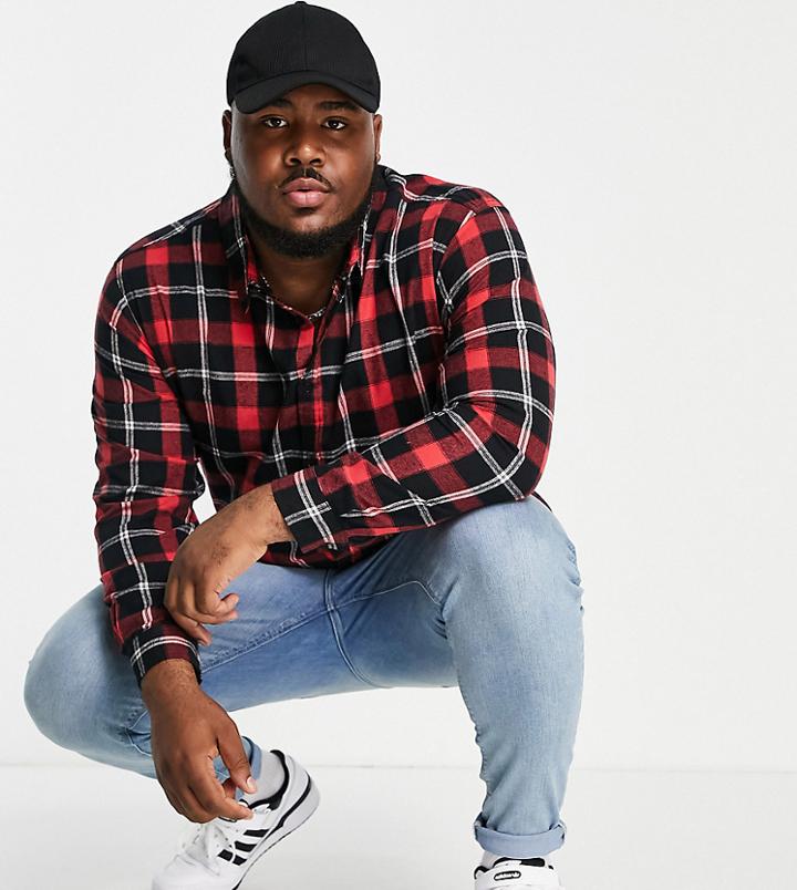 Another Influence Plus Check Shirt In Red