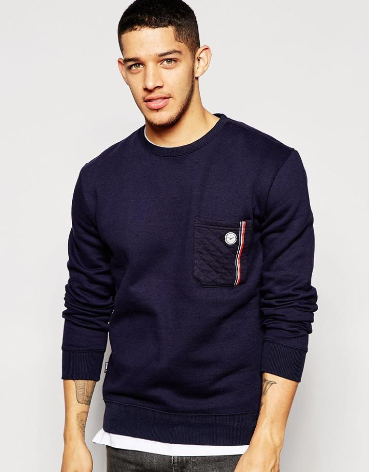 Le Breve Chest Pocket Sweater - Navy