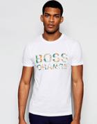 Boss Orange T-shirt With Logo Print Regular Fit In White - White