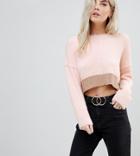 Miss Selfridge Petite Fluffy Color Block Sweater - Pink