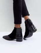 Office Amplify Leather Pointed Boots - Black