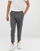 Asos Design Tapered Pants In Gray Check - Gray
