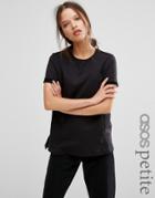 Asos Petite Lightweight Knitted Loop Back Top - Black