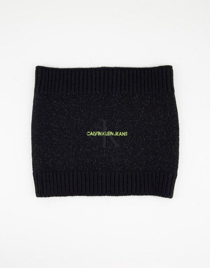Calvin Klein Jeans Knitted Reflective Snood In Black