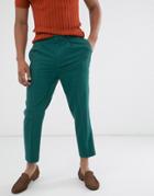 Asos Design Tapered Crop Smart Pants In Dark Teal-blue