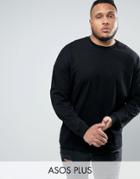 Asos Plus Oversized Long Sleeve T-shirt With Cuff In Black - Black
