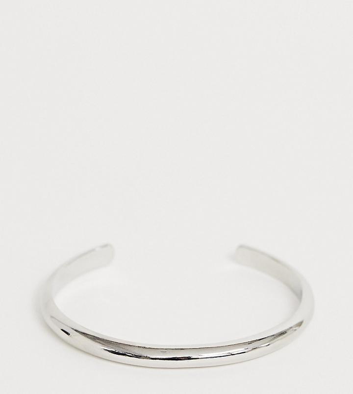 Asos Design Curve Cuff Bracelet In Sleek Minimal Design In Silver