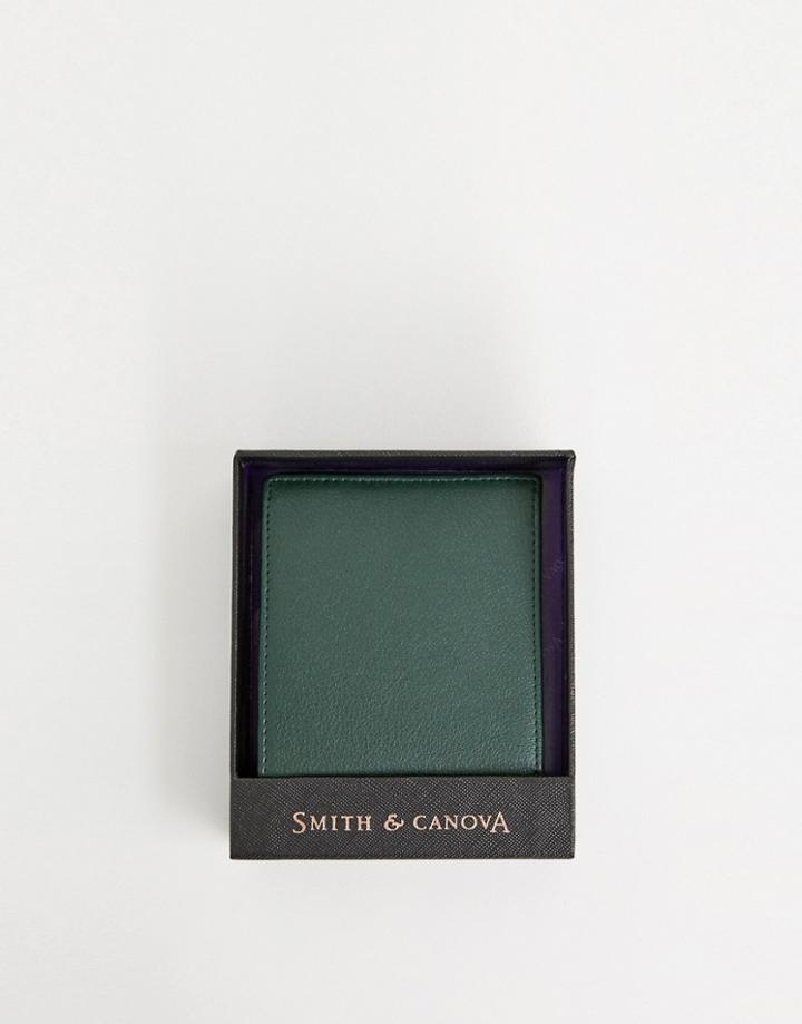 Smith & Canova Leather Wallet In Green - Green