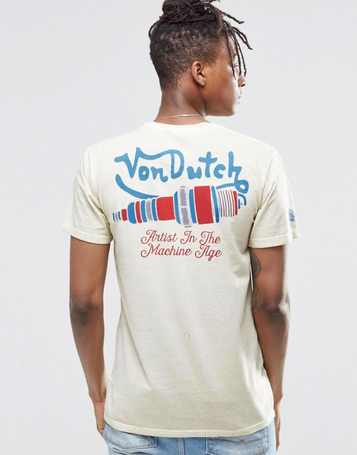 Von Dutch T-shirt With Small Logo - Stone