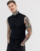 Asos Design Muscle Viscose Sleeveless Shirt In Black - Black