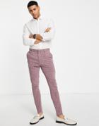 Asos Design Wedding Super Skinny Suit Pants In Rust Crosshatch-red
