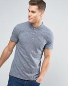 Minimum Delgany Slub Polo Buttondown Slim Fit In Navy Melange - Navy