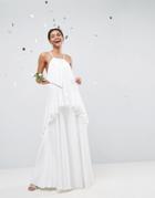 Asos Bridal Soft Floaty Ruffle Cami Maxi Dress - Cream