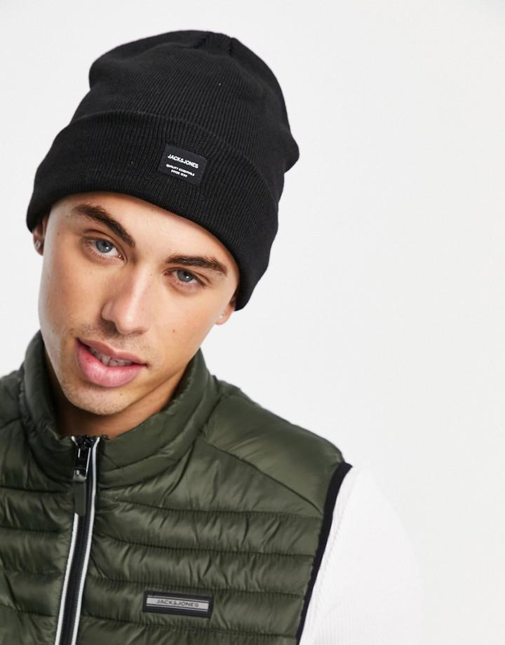 Jack & Jones Beanie With Badge Logo In Black