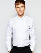 Number Eight Savile Row Evening Shirt With Bib Front In Skinny Fit - White