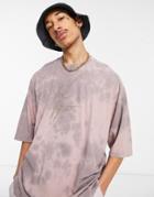 Asos Dark Future Oversized T-shirt With Chest Logo In Pink Wash