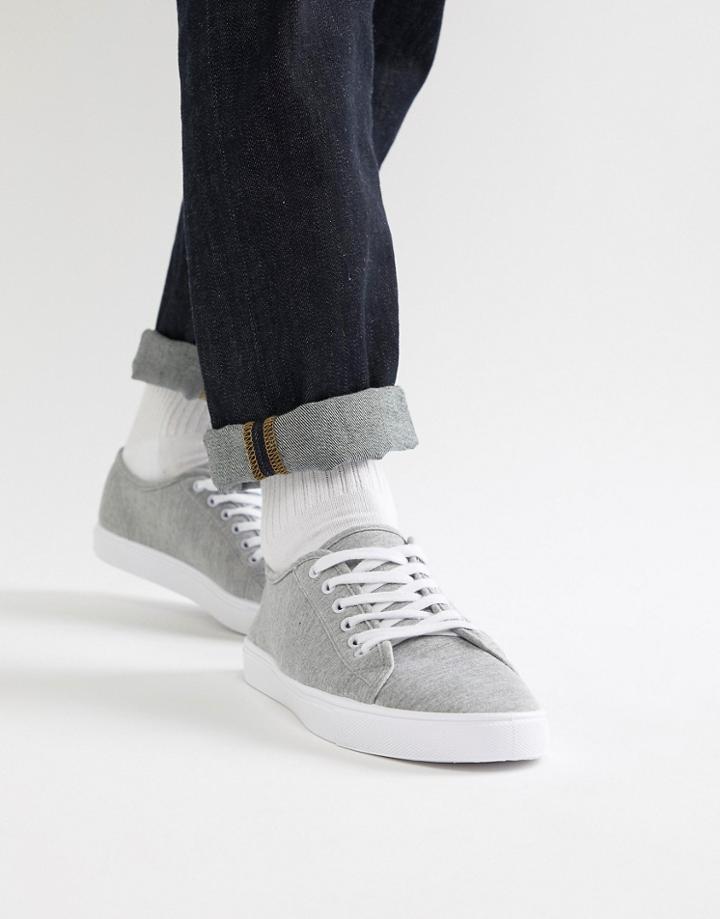 Asos Design Plimsolls In Gray Jersey Marl - Gray
