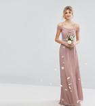 Tfnc Tall Cold Shoulder Embellished Maxi Bridesmaid Dress - Pink
