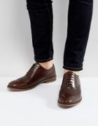 Asos Brogue Shoes In Brown Leather With Embossing - Brown