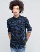 Cheap Monday Bolt Shirt Space Camo Flannel Blue - Blue