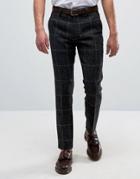Asos Slim Smart Pants In Navy Check Harris Tweed - Navy