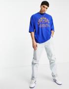 Asos Design Oversized T-shirt In Blue With California Outdoors Print