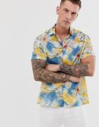 Asos Design Relaxed Scribble 90s Floral Shirt - Blue
