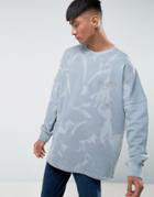 Mennace Dropped Shoulder Sweatshirt With All Over Tie Dye Print - Blue