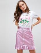 Chorus T-shirt With Sateen Floral Print - White