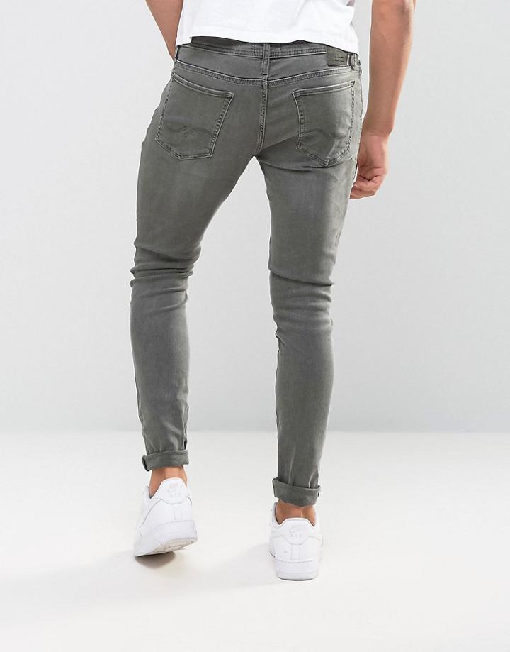 Jack & Jones Intelligence Liam Skinny Fit Jeans In Washed Gray-grey