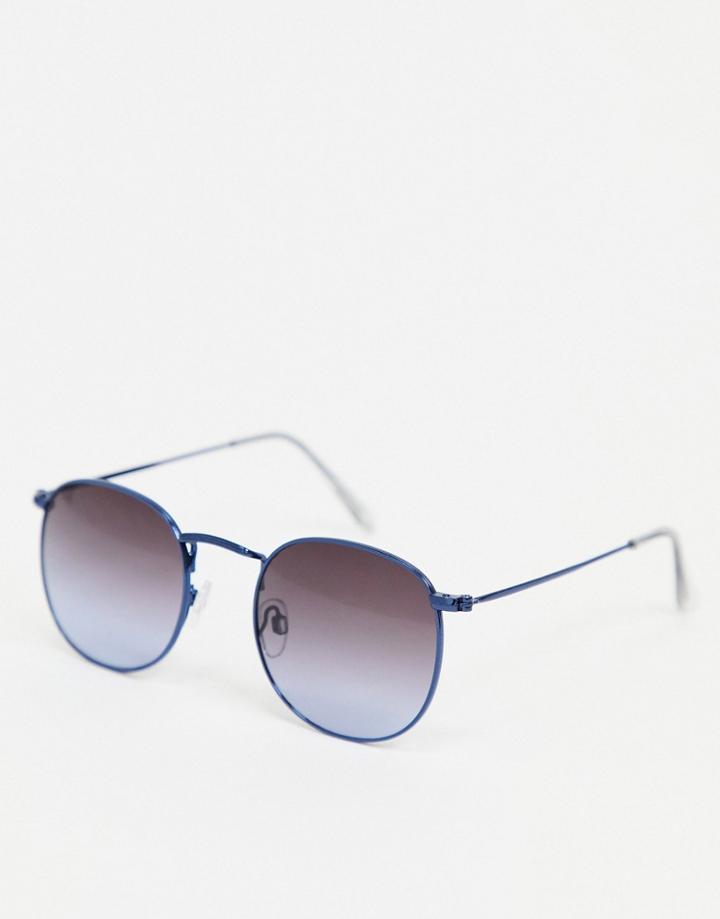 Aj Morgan Round Sunglasses In Blue-blues