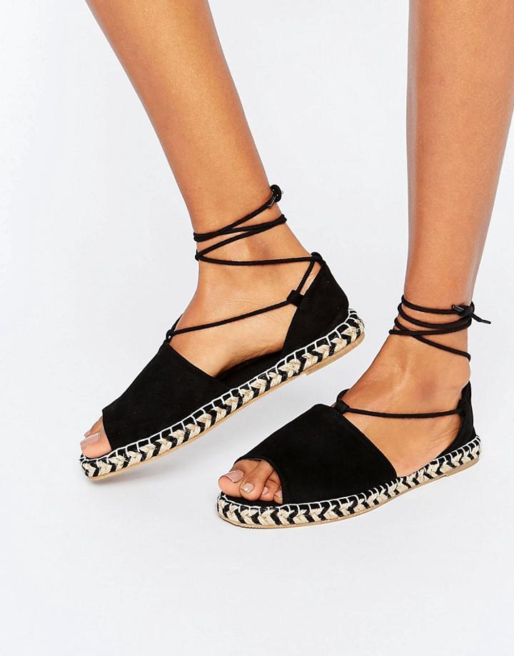 Asos Jump In Tie Leg Espadrilles - Black