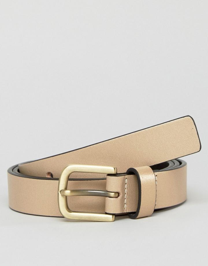 Smith And Canova Skinny Belt In Hold Metallic - Gold