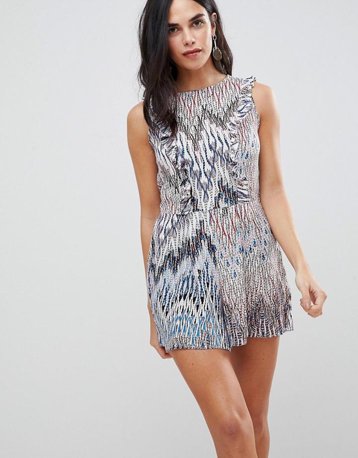 Ax Paris Short Sleeve Graphic Print Romper - White