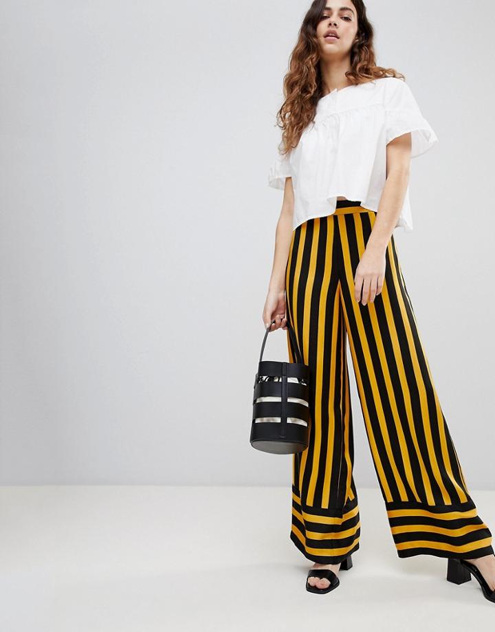 Asos Design Tailored Bumblebee Stripe Soft Wide Leg - Multi