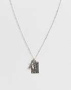Asos Design Necklace With Mystic Charms In Burnished Silver Tone - Silver