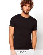 Asos T-shirt With Crew Neck 3 Pack Save 22% - Black
