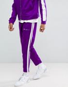 Mennace Skinny Track Joggers With Side Stripes In Purple - Purple