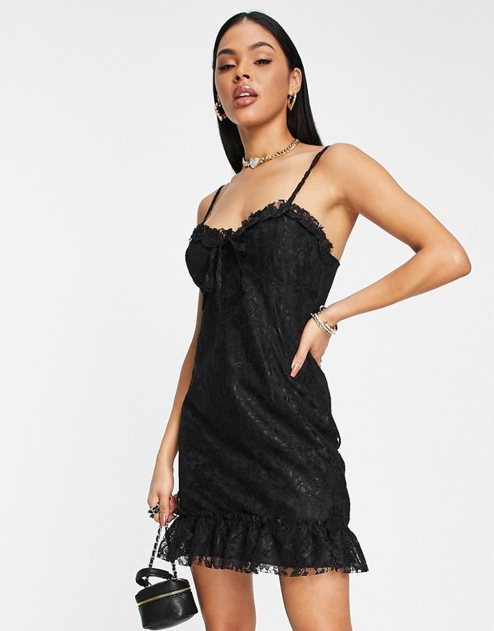 Trendyol Mini Cami Dress In Black Lace