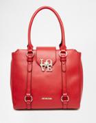 Love Moschino Red Tote Bag With Love Metal Detail - 513 Red