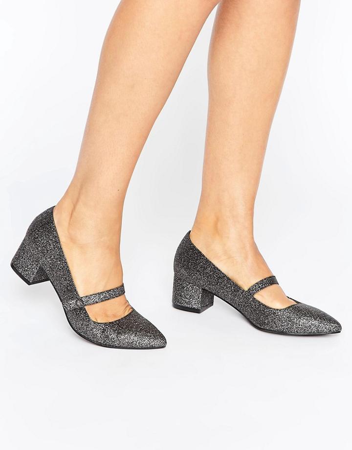 Miss Kg Mary Jane Low Heeled Shoes - Silver