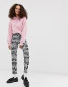 Qed London Paperbag Waist Peg Pants In Zebra Print-multi