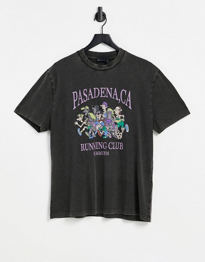 Asos Design Relaxed T-shirt In Washed Black With Cartoon Print
