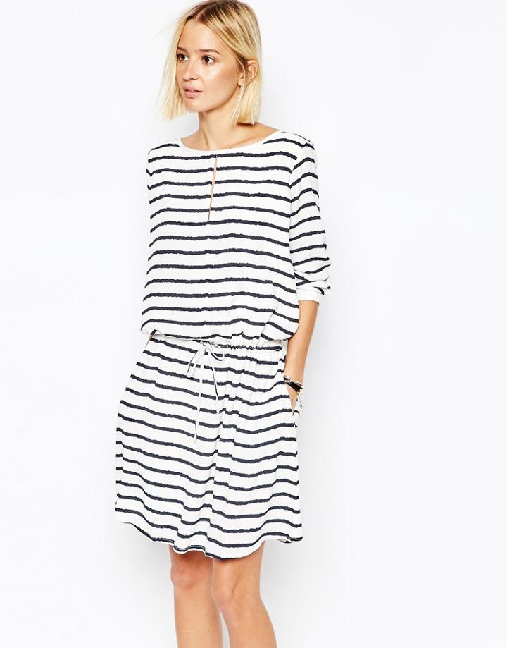 Gestuz Tie Waist Dress In Stripe