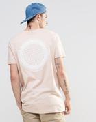 Asos Longline T-shirt With Globe Back Print In Pink - Rose Dust