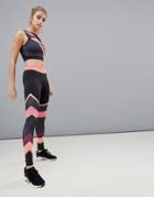 South Beach Pink Stripe Gym Leggings - Multi